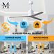 Atlas Eliza 56 inch Gloss White with Old Oak Tone Blades Ceiling Fan, Paddle Fan